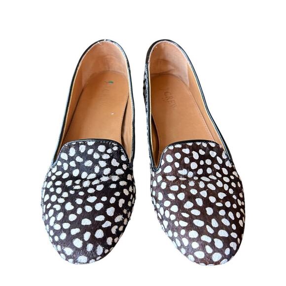 J. CREW Cora Leopard Calf Hair Smoking women’s size 8 Flats - Picture 1 of 8